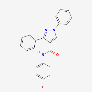 molecular formula C22H16FN3O B3684383 N-(4-fluorophenyl)-1,3-diphenylpyrazole-4-carboxamide 