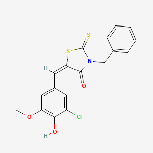 molecular formula C18H14ClNO3S2 B3684407 (5E)-3-benzyl-5-[(3-chloro-4-hydroxy-5-methoxyphenyl)methylidene]-2-sulfanylidene-1,3-thiazolidin-4-one 