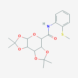 molecular formula C19H25NO6S B368444 2,2,7,7-tetramethyl-N-(2-(methylthio)phenyl)tetrahydro-3aH-bis([1,3]dioxolo)[4,5-b:4',5'-d]pyran-5-carboxamide CAS No. 1008577-21-6