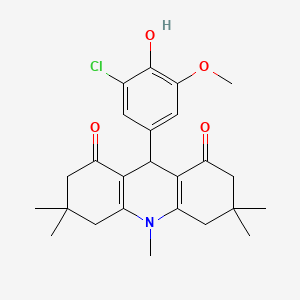 molecular formula C25H30ClNO4 B3684440 9-(3-chloro-4-hydroxy-5-methoxyphenyl)-3,3,6,6,10-pentamethyl-4,5,7,9-tetrahydro-2H-acridine-1,8-dione 