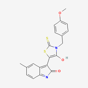 3-[3-(4-methoxybenzyl)-4-oxo-2-thioxo-1,3-thiazolidin-5-ylidene]-5-methyl-1,3-dihydro-2H-indol-2-one