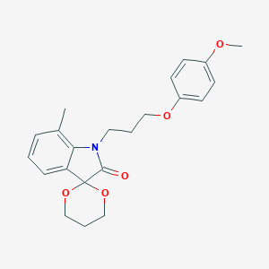 molecular formula C22H25NO5 B368448 1'-[3-(4-Methoxyphenoxy)propyl]-7'-methylspiro[1,3-dioxane-2,3'-indole]-2'-one CAS No. 883279-85-4