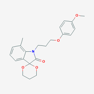 molecular formula C22H25NO5 B368448 1'-[3-(4-甲氧基苯氧基)丙基]-7'-甲基螺[1,3-二氧六环-2,3'-吲哚]-2'-酮 CAS No. 883279-85-4