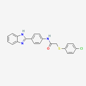 molecular formula C21H16ClN3OS B3684542 N-[4-(1H-1,3-BENZODIAZOL-2-YL)PHENYL]-2-[(4-CHLOROPHENYL)SULFANYL]ACETAMIDE 