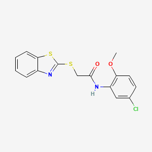 molecular formula C16H13ClN2O2S2 B3684544 2-(1,3-benzothiazol-2-ylsulfanyl)-N-(5-chloro-2-methoxyphenyl)acetamide 