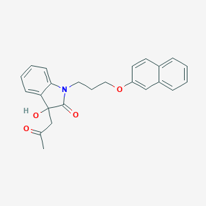 molecular formula C24H23NO4 B368455 3-Hydroxy-1-(3-(naphthalen-2-yloxy)propyl)-3-(2-oxopropyl)indolin-2-one CAS No. 879044-37-8