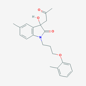 molecular formula C22H25NO4 B368456 3-hydroxy-5-methyl-1-[3-(2-methylphenoxy)propyl]-3-(2-oxopropyl)-1,3-dihydro-2H-indol-2-one CAS No. 879045-23-5