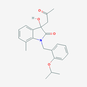 molecular formula C22H25NO4 B368457 3-hydroxy-1-(2-isopropoxybenzyl)-7-methyl-3-(2-oxopropyl)-1,3-dihydro-2H-indol-2-one CAS No. 879045-64-4