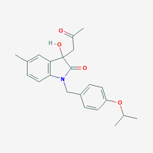 molecular formula C22H25NO4 B368459 3-hydroxy-1-(4-isopropoxybenzyl)-5-methyl-3-(2-oxopropyl)-1,3-dihydro-2H-indol-2-one CAS No. 879044-67-4