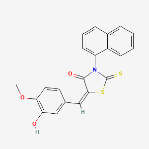 (5E)-5-(3-hydroxy-4-methoxybenzylidene)-3-(naphthalen-1-yl)-2-thioxo-1,3-thiazolidin-4-one