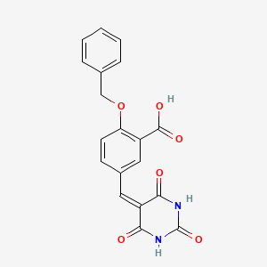 molecular formula C19H14N2O6 B3684621 2-(benzyloxy)-5-[(2,4,6-trioxotetrahydro-5(2H)-pyrimidinylidene)methyl]benzoic acid 