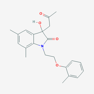 molecular formula C22H25NO4 B368464 3-羟基-5,7-二甲基-1-[2-(2-甲基苯氧基)乙基]-3-(2-氧代丙基)-1,3-二氢-2H-吲哚-2-酮 CAS No. 879047-35-5