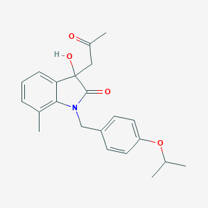 molecular formula C22H25NO4 B368466 3-hydroxy-1-(4-isopropoxybenzyl)-7-methyl-3-(2-oxopropyl)-1,3-dihydro-2H-indol-2-one CAS No. 879045-76-8