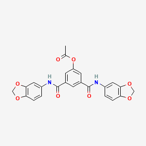 molecular formula C24H18N2O8 B3684686 3,5-bis[(1,3-benzodioxol-5-ylamino)carbonyl]phenyl acetate 