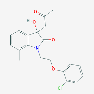 molecular formula C20H20ClNO4 B368470 1-(2-(2-Chlorophenoxy)ethyl)-3-hydroxy-7-methyl-3-(2-oxopropyl)indolin-2-one CAS No. 879046-13-6