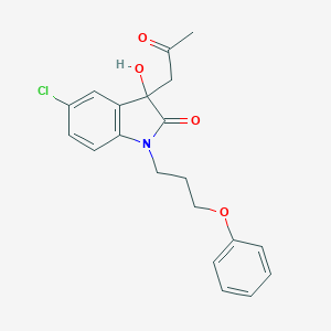molecular formula C20H20ClNO4 B368471 5-chloro-3-hydroxy-3-(2-oxopropyl)-1-(3-phenoxypropyl)-1,3-dihydro-2H-indol-2-one CAS No. 879048-25-6