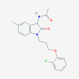 molecular formula C20H21ClN2O3 B368473 N-(1-(3-(2-chlorophenoxy)propyl)-5-methyl-2-oxoindolin-3-yl)acetamide CAS No. 1008222-70-5