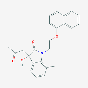 molecular formula C24H23NO4 B368474 3-羟基-7-甲基-1-(2-(萘-1-氧基)乙基)-3-(2-氧代丙基)吲哚啉-2-酮 CAS No. 879046-34-1