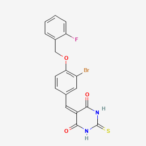 5-{3-bromo-4-[(2-fluorobenzyl)oxy]benzylidene}-2-thioxodihydro-4,6(1H,5H)-pyrimidinedione