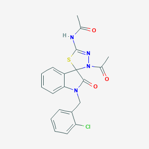 N-[4-acetyl-1'-[(2-chlorophenyl)methyl]-2'-oxospiro[1,3,4-thiadiazole-5,3'-indole]-2-yl]acetamide