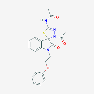 molecular formula C21H20N4O4S B368476 N-[4-acetyl-2'-oxo-1'-(2-phenoxyethyl)spiro[1,3,4-thiadiazole-5,3'-indole]-2-yl]acetamide CAS No. 902255-09-8
