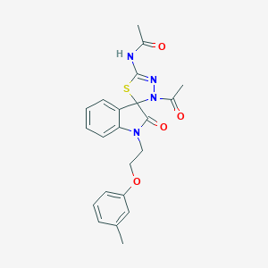 molecular formula C22H22N4O4S B368477 N-{3'-乙酰基-1-[2-(3-甲基苯氧基)乙基]-2-氧代-1,2-二氢-3'H-螺[吲哚-3,2'-[1,3,4]噻二唑]-5'-基}乙酰胺 CAS No. 902255-11-2