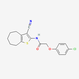 molecular formula C18H17ClN2O2S B3684776 2-(4-CHLOROPHENOXY)-N~1~-(3-CYANO-5,6,7,8-TETRAHYDRO-4H-CYCLOHEPTA[B]THIOPHEN-2-YL)ACETAMIDE 