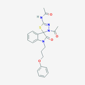 molecular formula C22H22N4O4S B368478 N-[3'-acetyl-2-oxo-1-(3-phenoxypropyl)-1,2-dihydro-3'H-spiro[indole-3,2'-[1,3,4]thiadiazole]-5'-yl]acetamide CAS No. 902255-22-5