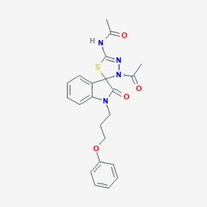 molecular formula C22H22N4O4S B368478 N-[4-アセチル-2'-オキソ-1'-(3-フェノキシプロピル)スピロ[1,3,4-チアジアゾール-5,3'-インドール]-2-イル]アセトアミド CAS No. 902255-22-5