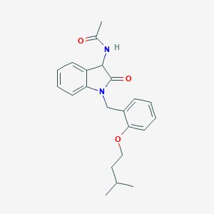 molecular formula C22H26N2O3 B368479 N-(1-{[2-(3-methylbutoxy)phenyl]methyl}-2-oxoindolin-3-yl)acetamide CAS No. 1025032-17-0
