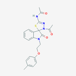 N-[4-acetyl-1'-[2-(4-methylphenoxy)ethyl]-2'-oxospiro[1,3,4-thiadiazole-5,3'-indole]-2-yl]acetamide