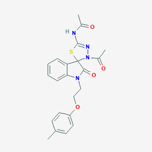 molecular formula C22H22N4O4S B368480 N-[4-アセチル-1'-[2-(4-メチルフェノキシ)エチル]-2'-オキソスピロ[1,3,4-チアジアゾール-5,3'-インドール]-2-イル]アセトアミド CAS No. 902255-12-3