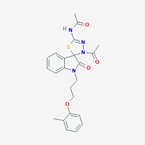 N-[4-acetyl-1'-[3-(2-methylphenoxy)propyl]-2'-oxospiro[1,3,4-thiadiazole-5,3'-indole]-2-yl]acetamide