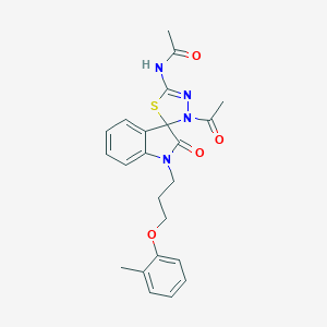 molecular formula C23H24N4O4S B368481 N-[4-アセチル-1'-[3-(2-メチルフェノキシ)プロピル]-2'-オキソスピロ[1,3,4-チアジアゾール-5,3'-インドール]-2-イル]アセトアミド CAS No. 902255-24-7