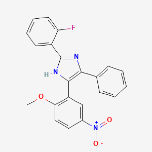 molecular formula C22H16FN3O3 B3684819 2-(2-fluorophenyl)-5-(2-methoxy-5-nitrophenyl)-4-phenyl-1H-imidazole 