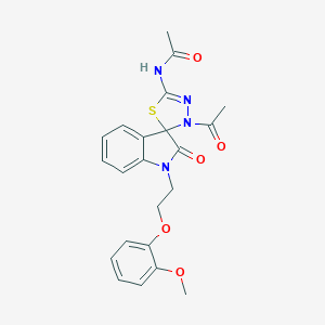 molecular formula C22H22N4O5S B368482 N-{3'-乙酰基-1-[2-(2-甲氧基苯氧基)乙基]-2-氧代-1,2-二氢-3'H-螺[吲哚-3,2'-[1,3,4]噻二唑]-5'-基}乙酰胺 CAS No. 902255-20-3