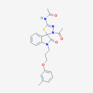 N-[4-acetyl-1'-[3-(3-methylphenoxy)propyl]-2'-oxospiro[1,3,4-thiadiazole-5,3'-indole]-2-yl]acetamide