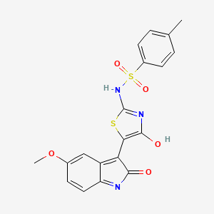 molecular formula C19H15N3O5S2 B3684850 N-[(2Z,5Z)-5-(5-methoxy-2-oxo-1,2-dihydro-3H-indol-3-ylidene)-4-oxo-1,3-thiazolidin-2-ylidene]-4-methylbenzenesulfonamide 