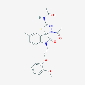 N-[4-acetyl-1'-[2-(2-methoxyphenoxy)ethyl]-5'-methyl-2'-oxospiro[1,3,4-thiadiazole-5,3'-indole]-2-yl]acetamide