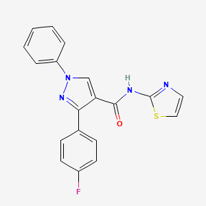 molecular formula C19H13FN4OS B3684888 3-(4-fluorophenyl)-1-phenyl-N-(1,3-thiazol-2-yl)pyrazole-4-carboxamide 