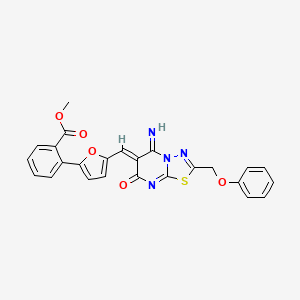 METHYL 2-(5-{[(6Z)-5-IMINO-7-OXO-2-(PHENOXYMETHYL)-5H,6H,7H-[1,3,4]THIADIAZOLO[3,2-A]PYRIMIDIN-6-YLIDENE]METHYL}FURAN-2-YL)BENZOATE