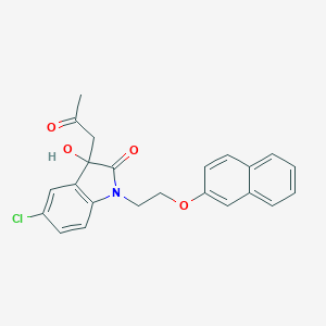molecular formula C23H20ClNO4 B368492 5-Chloro-3-hydroxy-1-(2-(naphthalen-2-yloxy)ethyl)-3-(2-oxopropyl)indolin-2-one CAS No. 881079-58-9