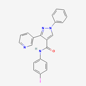 molecular formula C21H15IN4O B3684922 N-(4-iodophenyl)-1-phenyl-3-pyridin-3-ylpyrazole-4-carboxamide 