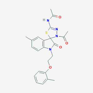 molecular formula C23H24N4O4S B368493 N-[4-アセチル-5'-メチル-1'-[2-(2-メチルフェノキシ)エチル]-2'-オキソスピロ[1,3,4-チアジアゾール-5,3'-インドール]-2-イル]アセトアミド CAS No. 902248-71-9