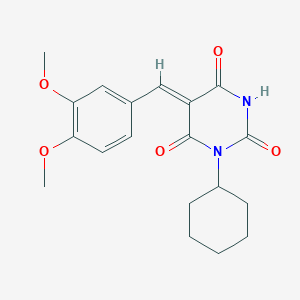 molecular formula C19H22N2O5 B3684934 (5Z)-1-cyclohexyl-5-[(3,4-dimethoxyphenyl)methylidene]-1,3-diazinane-2,4,6-trione 