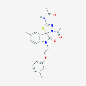 molecular formula C23H24N4O4S B368495 N-{3'-acetyl-5-methyl-1-[2-(3-methylphenoxy)ethyl]-2-oxo-1,2-dihydro-3'H-spiro[indole-3,2'-[1,3,4]thiadiazole]-5'-yl}acetamide CAS No. 902248-73-1