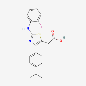 molecular formula C20H19FN2O2S B3684998 [2-[(2-fluorophenyl)amino]-4-(4-isopropylphenyl)-1,3-thiazol-5-yl]acetic acid 