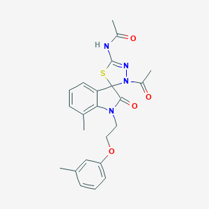 molecular formula C23H24N4O4S B368500 N-{3'-acetyl-7-methyl-1-[2-(3-methylphenoxy)ethyl]-2-oxo-1,2-dihydro-3'H-spiro[indole-3,2'-[1,3,4]thiadiazole]-5'-yl}acetamide CAS No. 919062-73-0