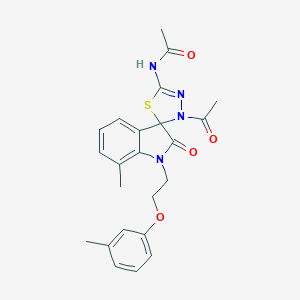 molecular formula C23H24N4O4S B368500 N-{3'-乙酰基-7-甲基-1-[2-(3-甲基苯氧基)乙基]-2-氧代-1,2-二氢-3'H-螺[吲哚-3,2'-[1,3,4]噻二唑]-5'-基}乙酰胺 CAS No. 919062-73-0