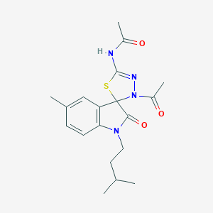 N-[4-acetyl-5'-methyl-1'-(3-methylbutyl)-2'-oxospiro[1,3,4-thiadiazole-5,3'-indole]-2-yl]acetamide